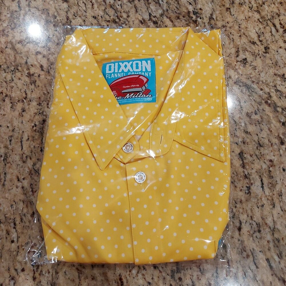 Dixxon Flannel Company The Milton Shirt Men's 4X Yellow Polka Dot Short Sleeve